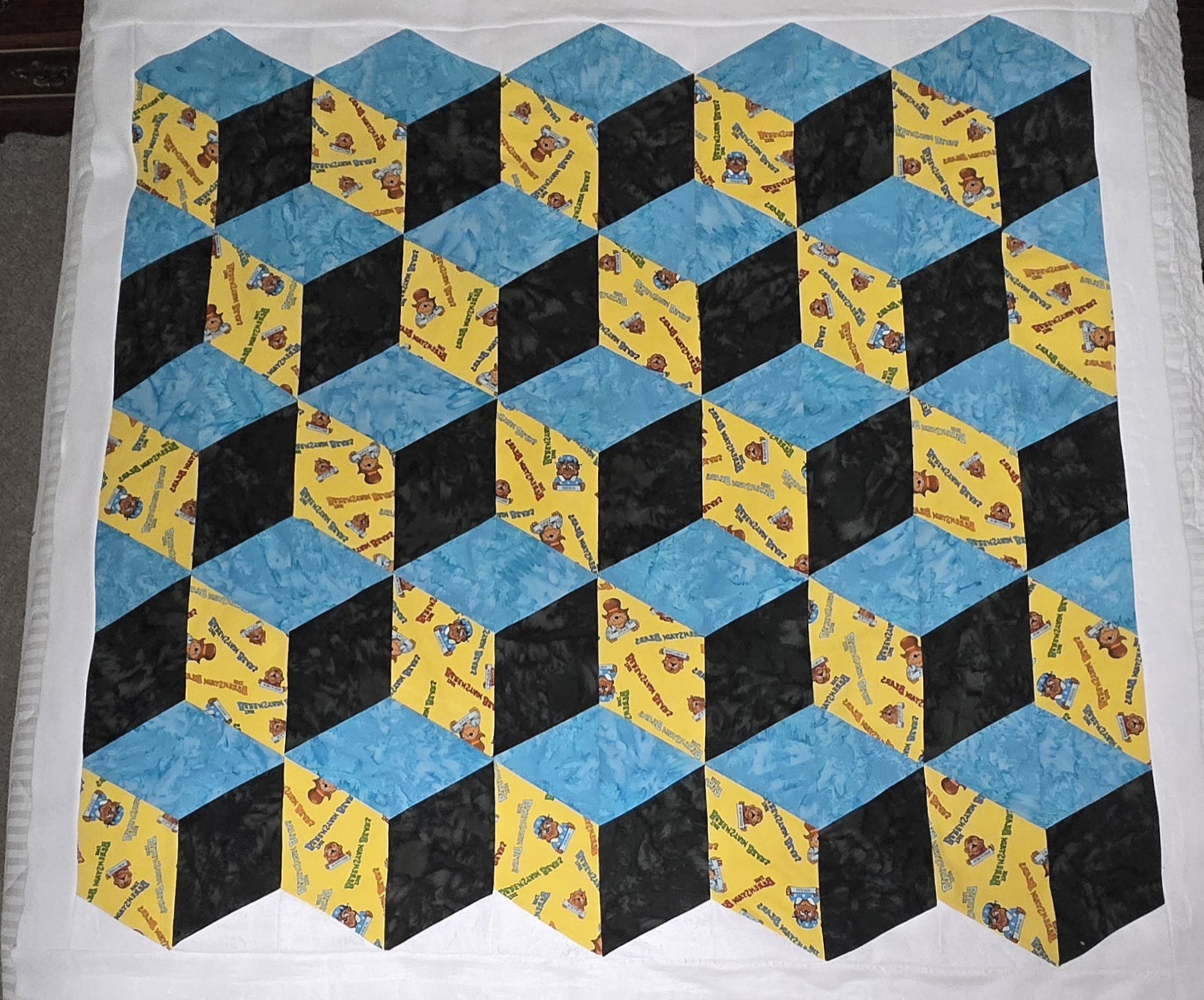 Detail of a handmade patchwork quilt