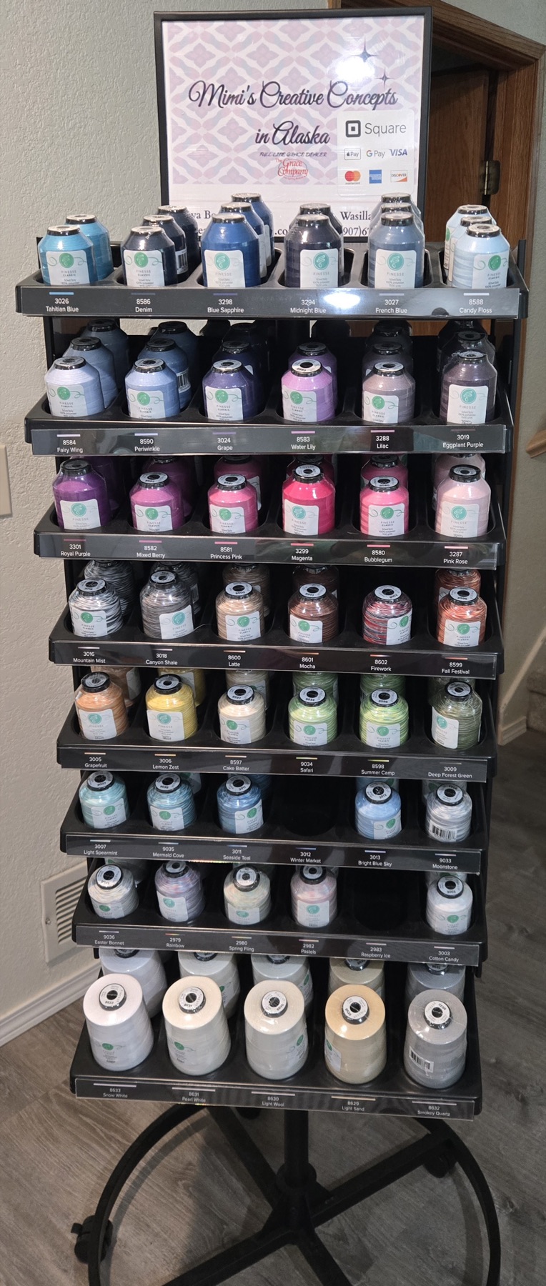 Finesse thread display at Mimi's Creative Concepts